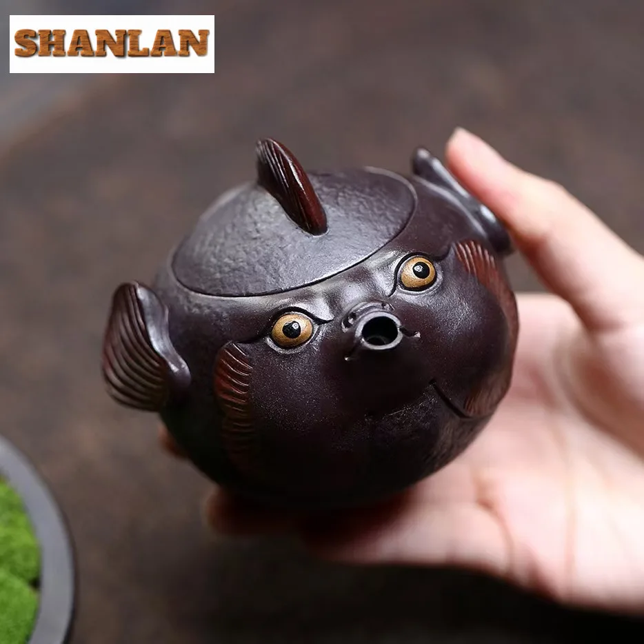 

160 мл чайники ручной работы Исин из фиолетовой глины, горшок ручной работы с воздушным шаром и необработанной рудой, фиолетовый грязевой чайник с фильтром, чайный сервиз Цзыша, украшения