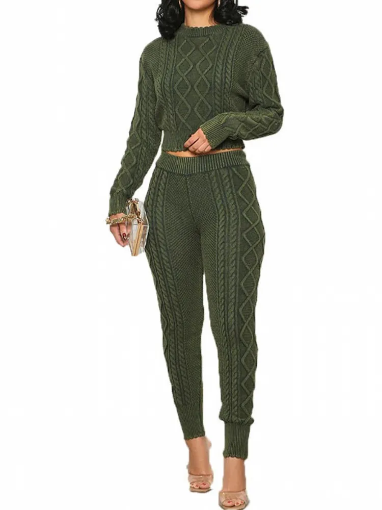 Twee Peice Set Voor Vrouwen Bijpassende Sets Herfst Winter Nieuwe Mode Afdrukken Met Lange Mouwen 2-delige Set Potloodbroek + Top Casual Pak