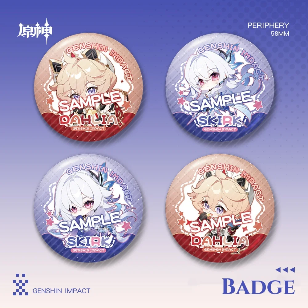 

New Genshin Impact Laser Matte Brooch Skirk Dahlia Badge Pin Cartoon Anime Game Cosplay Jewelry Accessories Cute Gift