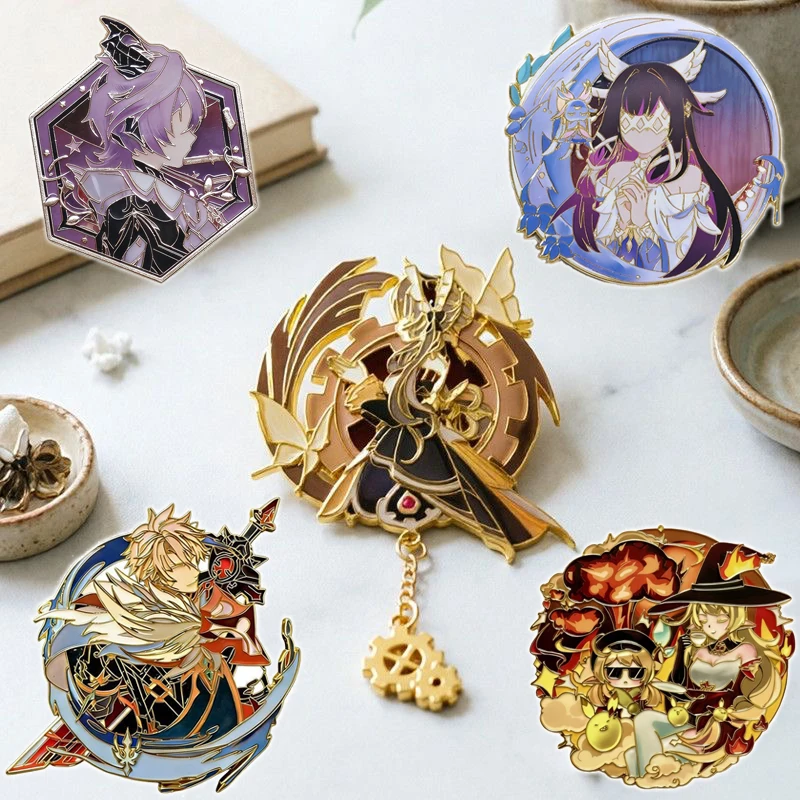 Genshin Impact Sandrone Cosplay Badges Anime Columbina Varka Alice Klee Durin Halloween Party Costumes Accessory Backpack Pins