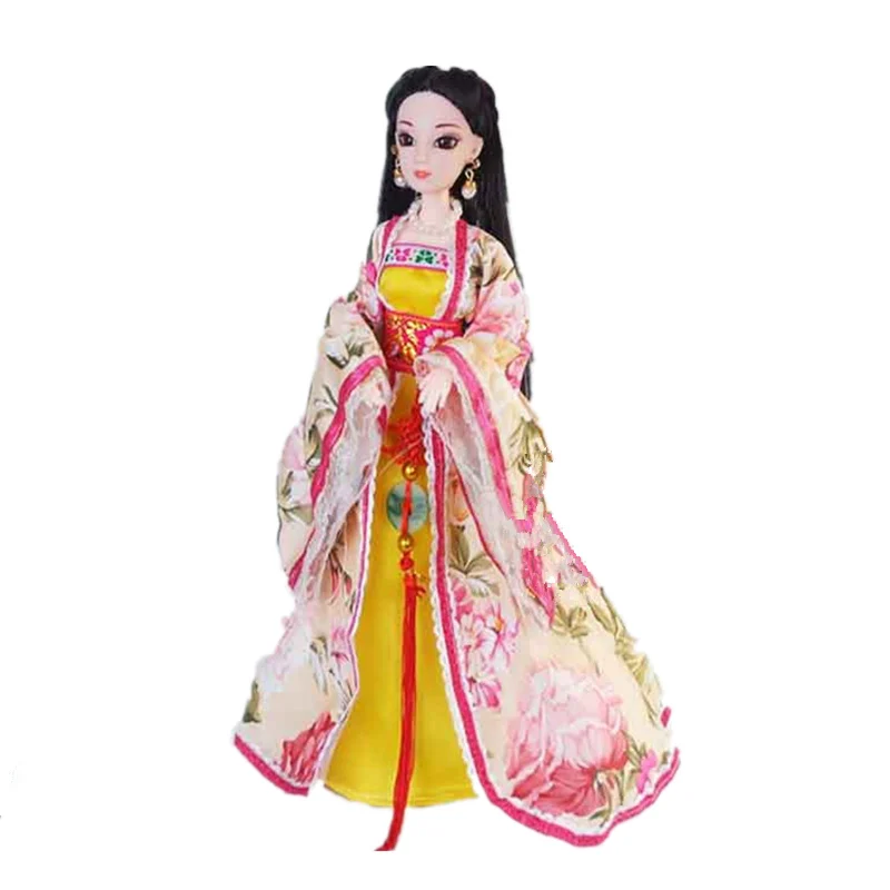 Collectible Doll 30cm Chinese Style Costume Doll Set 1/6 Bjd Doll with Headwear Toys for Girls