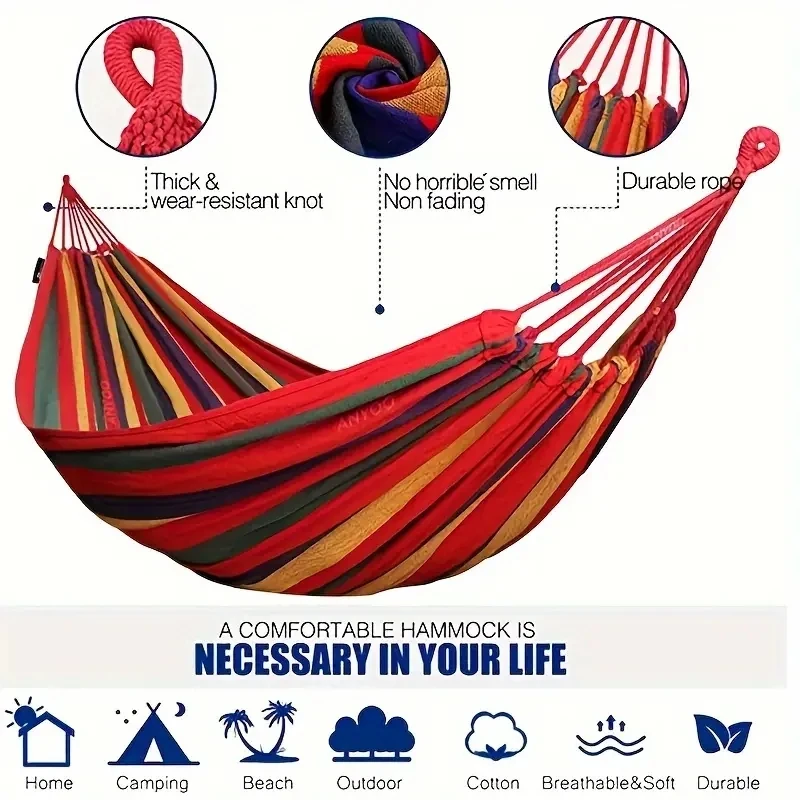 Outdoor canvas hammock swing with rope portable camping travel bag