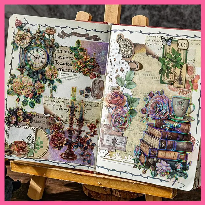 

ГОРЯЧИЙ-80 шт. Винтажный набор наклеек - Великолепные наклейки с цветами и розами, часы, подоконники, книги, свечи - принадлежности для рукоделия своими руками