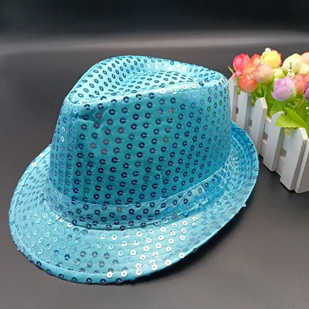 Fashion Sequins Jazz Hat Shiny Masquerade Panama Cap Cosplay Stage Dance Performance Hat Men Women