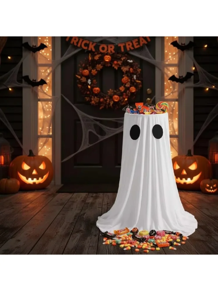 Stojący, świecący wiaderko na cukierki w kształcie ducha na Halloween, z regulacją wysokości, świecąca miska na cukierki w kształcie ducha, wielokrotnego użytku, pojemnik na cukierki na Halloween. — 2