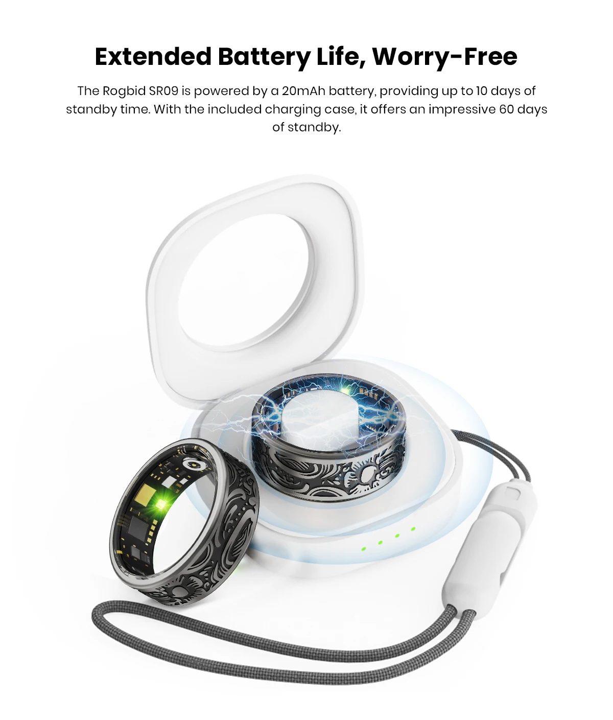 Rogbid SR09 Smart Ring For Xiaomi Samsung Men Women Health Sleep Monitor Multi-sport 5ATM Waterproof Smartring For Android IOS