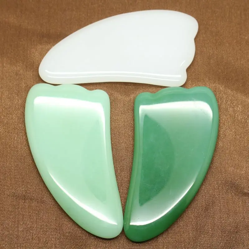 Natural External Fierce Jade Scrapping Plate Double Open Triangle Gua Sha Scraping Massage Tool Facial Body Universal Beauty Jad