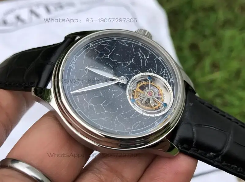 

Tianjin Tourbillon Movement ST8230 Watch Enamel Starry Sky Surface American Alligator Leather! Men's Watch