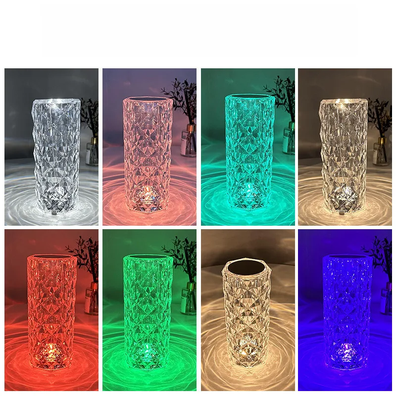 

Rose Crystal Table Lamp Luxury Atmosphere Light Pat Light High-End Charging Night Light Creative Desk Lamp Elegant Bedside