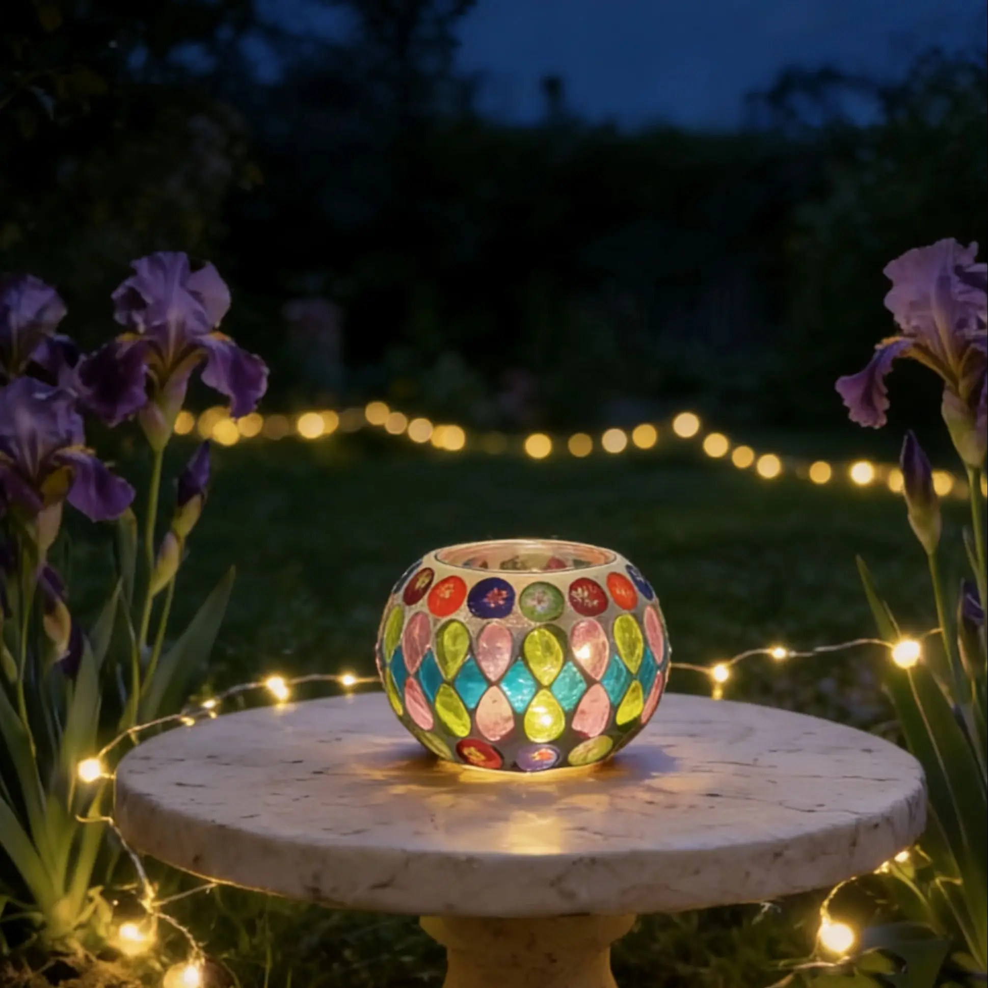

Bohemian Handmade Mosaic Glass Candle Holder - Colorful Moroccan Style Votive Candlestick for Home Decor, Wedding Party and Gift