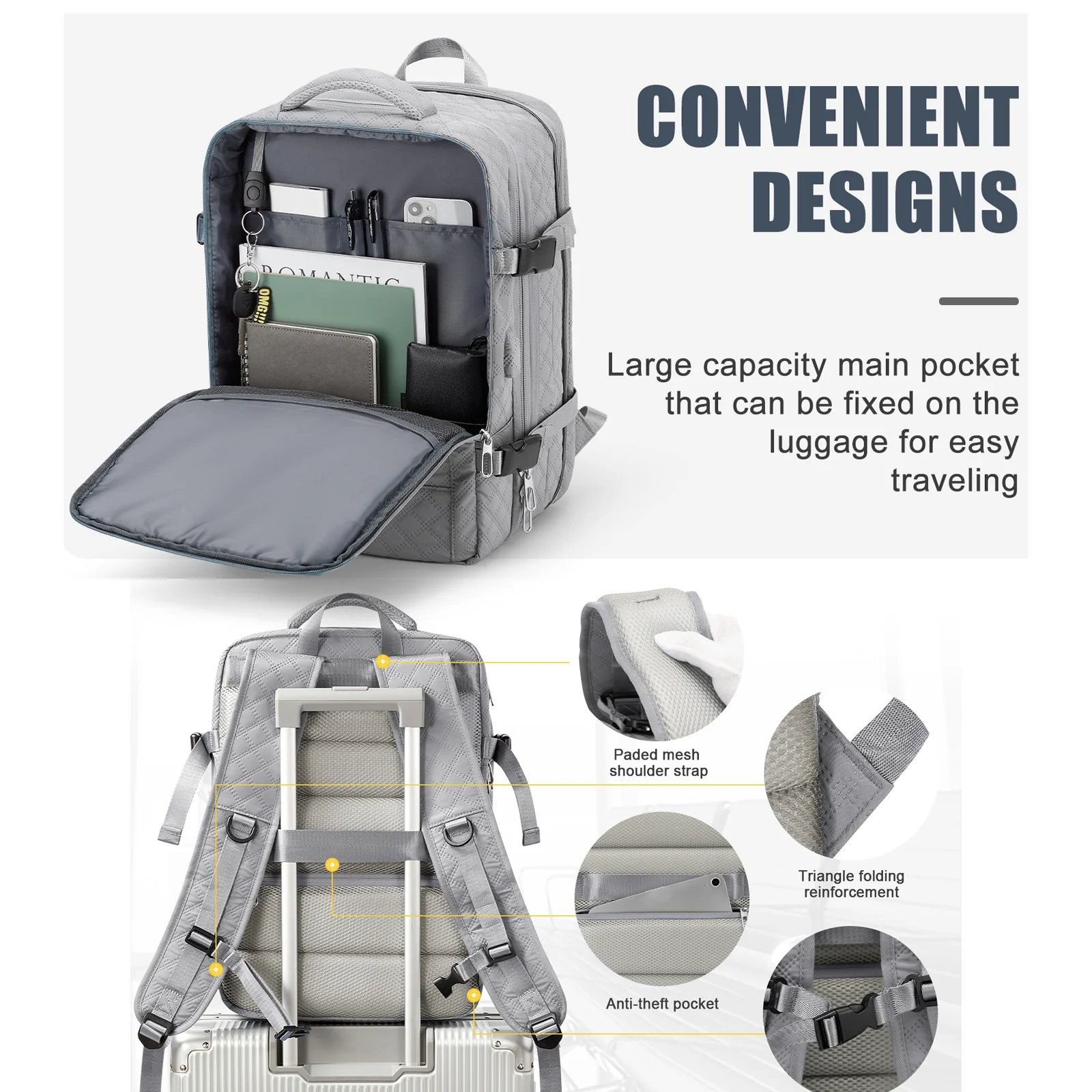 Cabin Backpack Travel Backpack vacuum Airplane 45x36x20 Easyjet Large Capacity Women Men Multifunctional Suitcase Backpacks USB