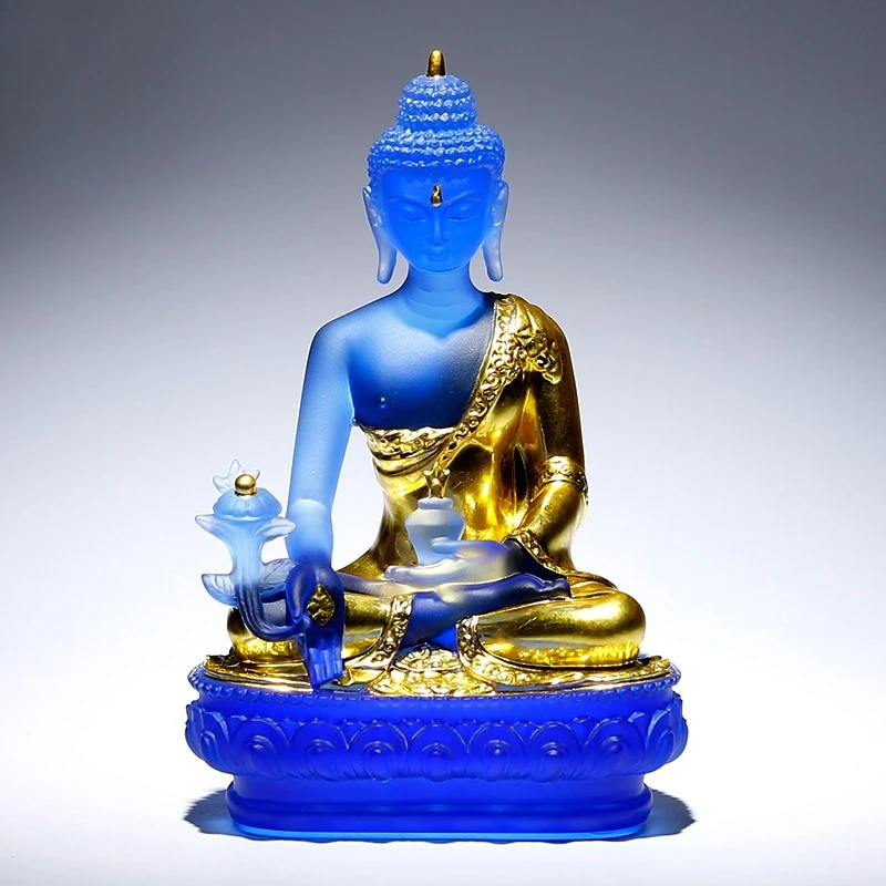 Glazed Light Seven Buddhas Dharma Body Buddha Statue Household Home Buddhist Hall Temple Ornament
