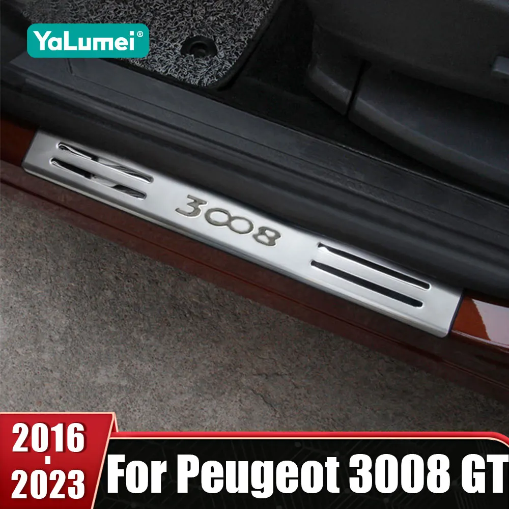 

Car Accessories Stainless Stee For Peugeot 3008 GT 3008GT MK2 2016 2017 2018 2019 2020 2021 2022 2023 Door Sill Scuff Plate Trim