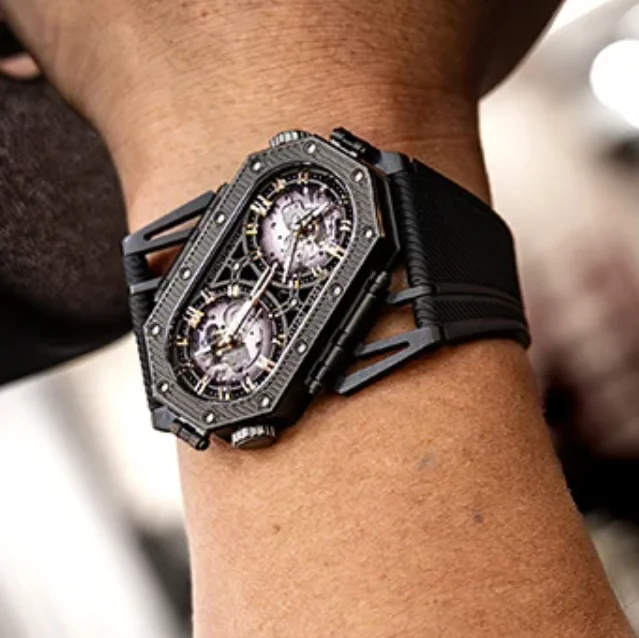 

CRONUSART Men Automatic Watch 50mm*29mm Rectangle Mechanical Wristwatch Dual Time Zone Dial Sapphire Mirror Original Design