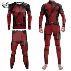 Color Cosplayer Deadpool Leggings Suit Hero Jumpsuit Halloween Cosplay Costume Men Tops Carnival 3D Print Pants Set Party Outfit