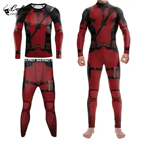 Färg Cosplayer Deadpool Leggings Kostym Hjälte Jumpsuit Halloween Cosplay Kostym Herr Toppar Karneval 3D-tryck Byxor Set Festklädsel 12 best sales deadpool-byxor - №10