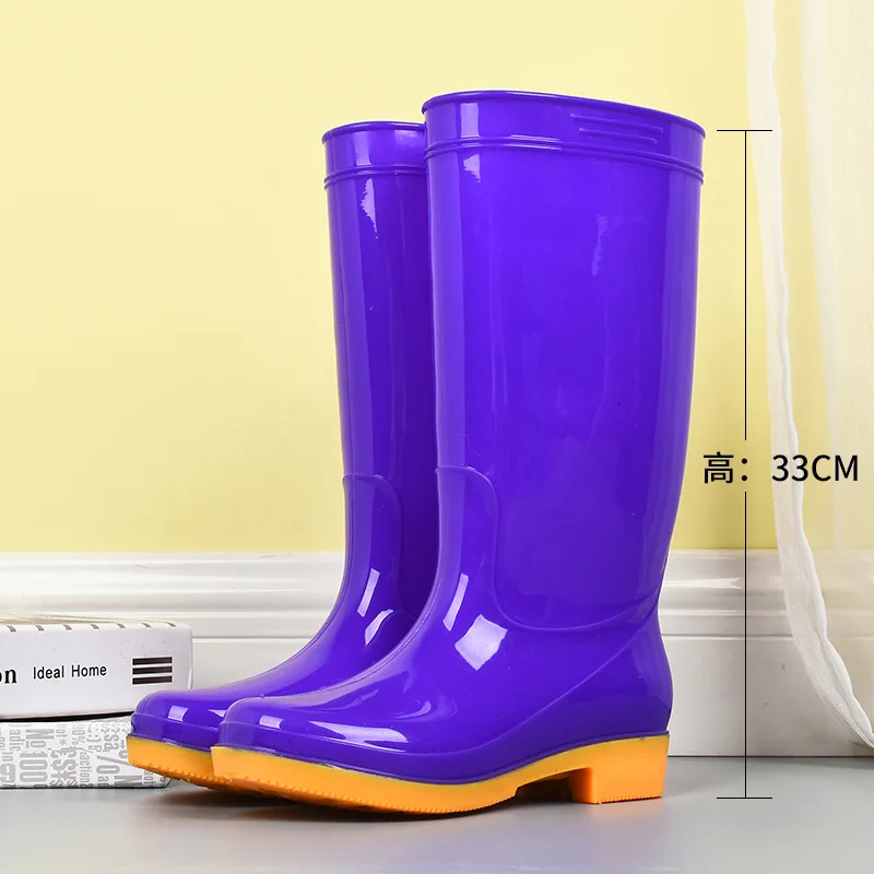 Botas de lluvia de tubo alto para hombres y mujeres, zapatos de agua impermeables y antideslizantes, trabajo de cocina al aire libre con zapatos de