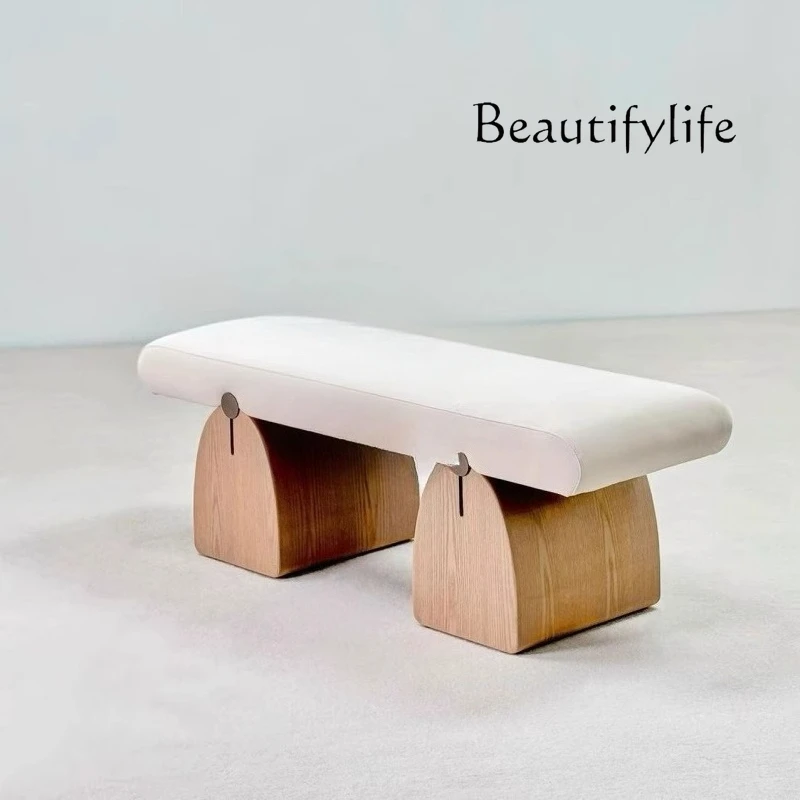 Modern cream style designer living room solid wood bench creative special-shaped bedroom bedside stool