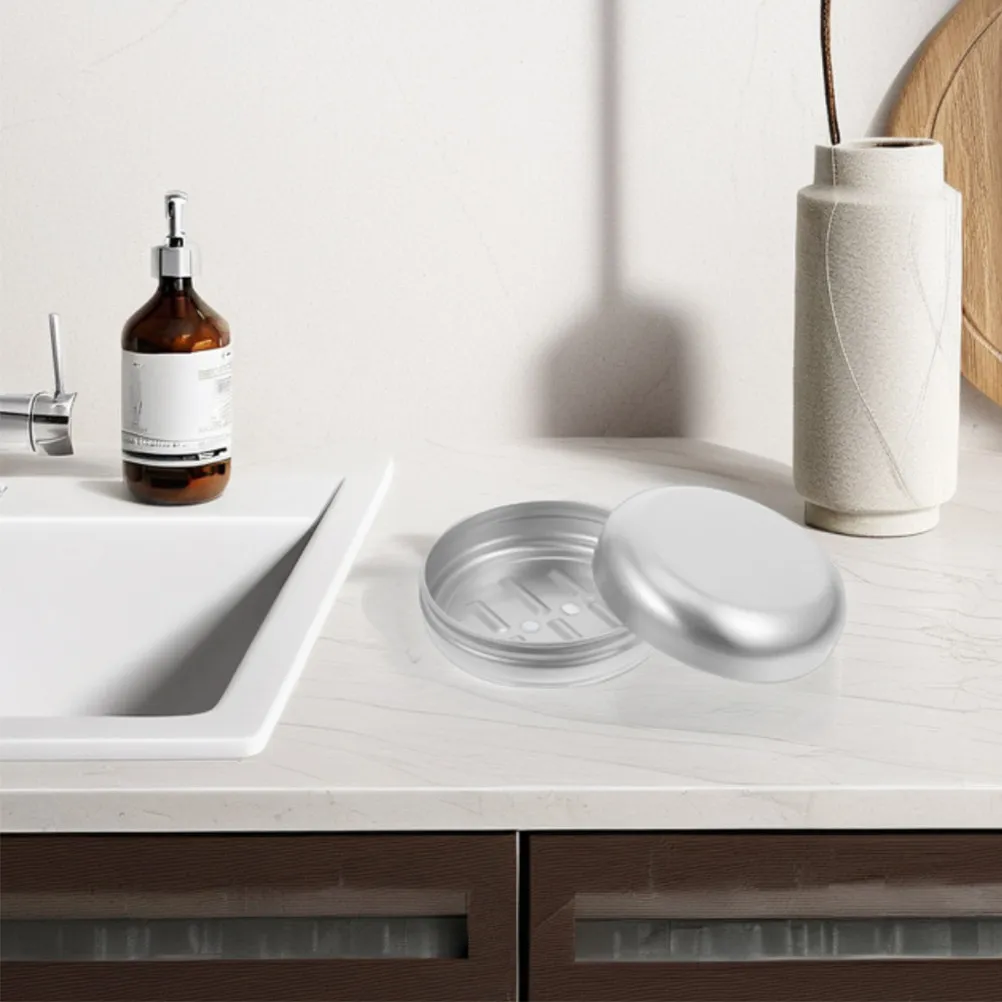 

Self-Draining Aluminum Soap Box Round Holder with Ventilated Base for Bathroom Shower Sink Kitchen Travel Essential Soap Storage