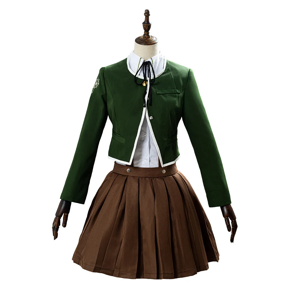 Anime Danganronpa Chihiro Fujisaki Cosplay Costume Wig JK Uniform Suits Brown Pleated Skirt Halloween Costumes for Women