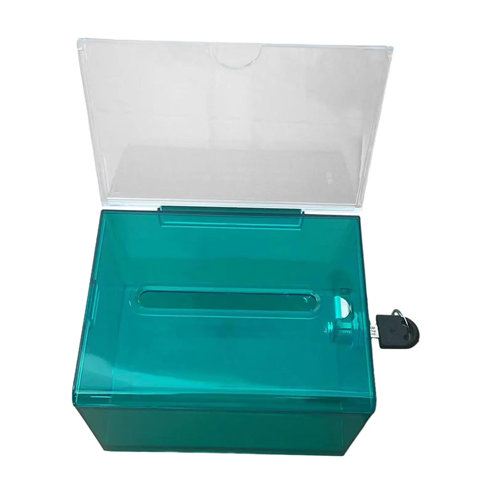 Clear Acrylic Donation Storage Box Lockable Collection Case for Office Voting Suggestion Card Holder Multipurpose Desk Organizer