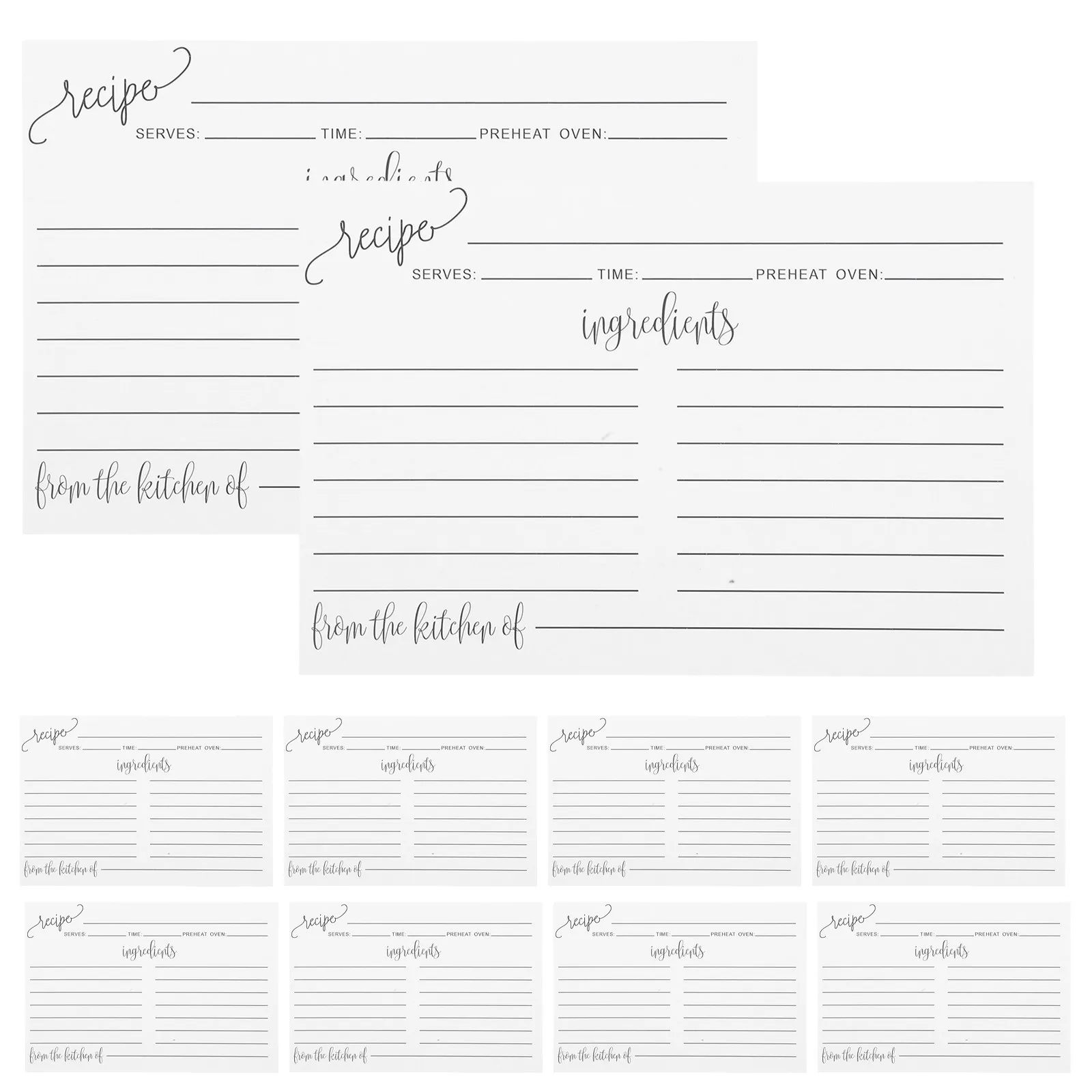 

50Pcs Blank Recipe Cards Minimalist Design Portable Size Smooth Writing Resistant to Tearing for Home Cooks and Chefs