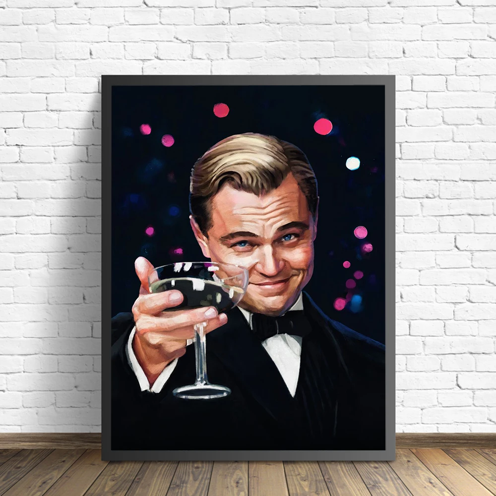 Funny Man Drinking Red Wine Posters And Prints Abstract Canvas Painting Cheers Meme Wall Art Pictures Livingroom Home Decor