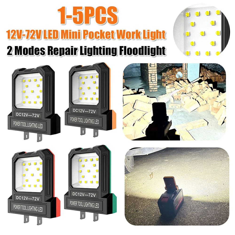 12V-72V LED Mini Pocket Work Light with 2 Modes Lighting No Battery Super Bright Spotlight 550LM for Office/Bedroom/Workshop