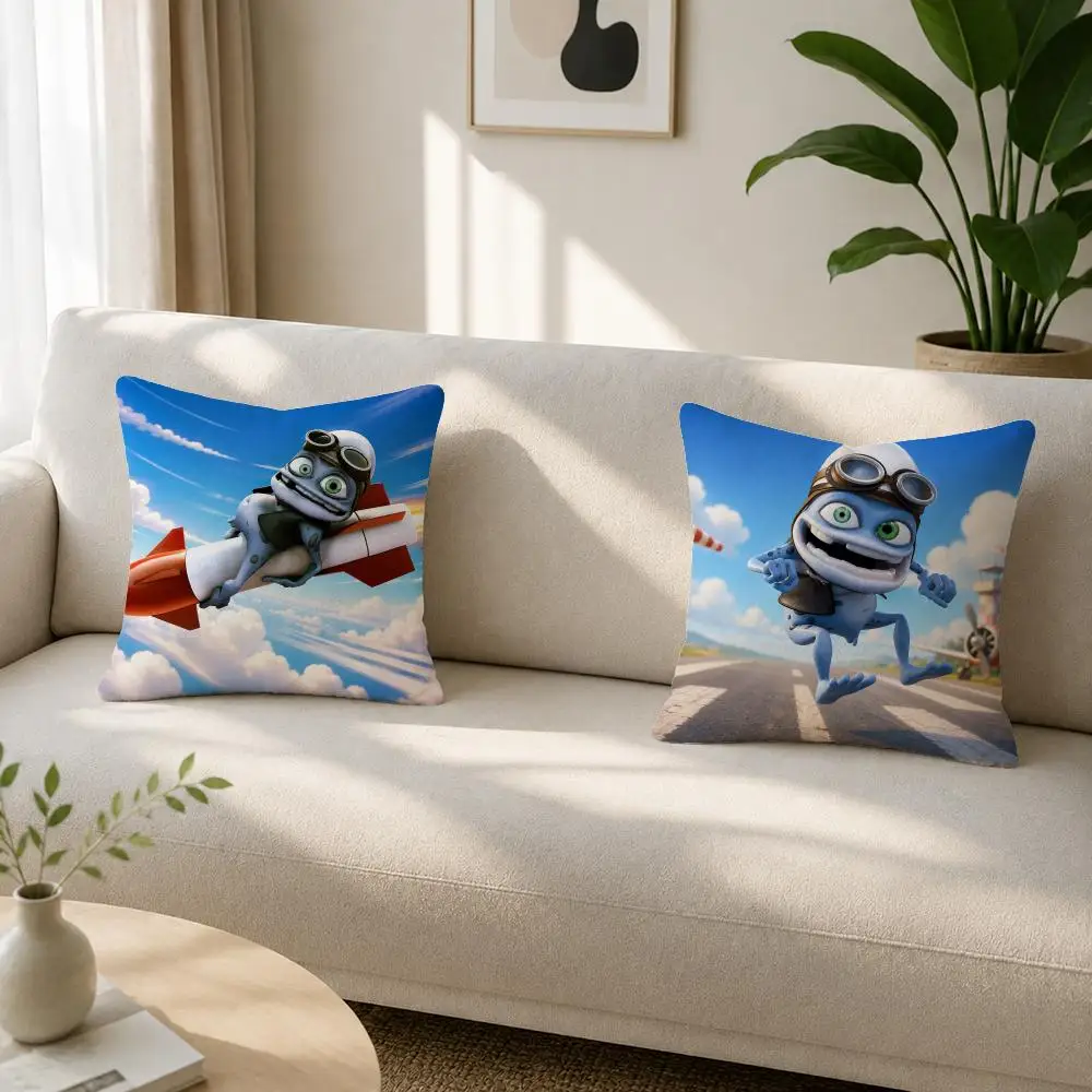 Character Crazy Frog Cushion Cover Soft Plush Cushion Covers Fluffy Throw Pillow Cases for Sofa Bedroom Home Decor
