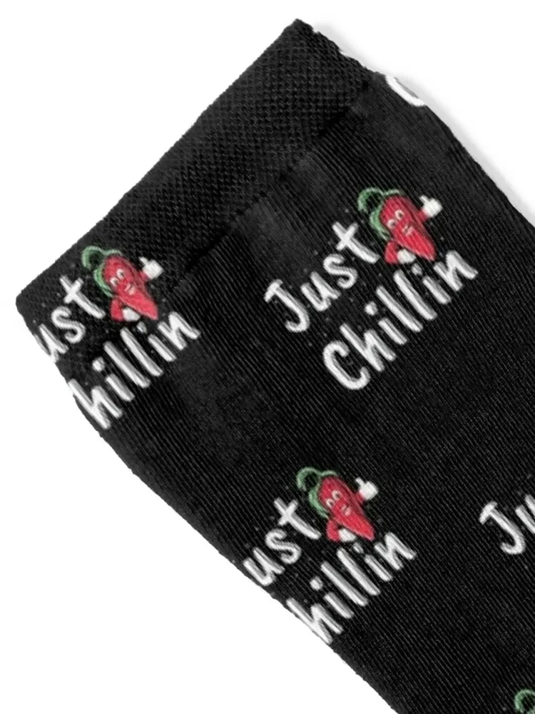 Just Chillin Funny Chili Pepper Spicy Food Lover Socks compression Men's Boy Child Socks Women's