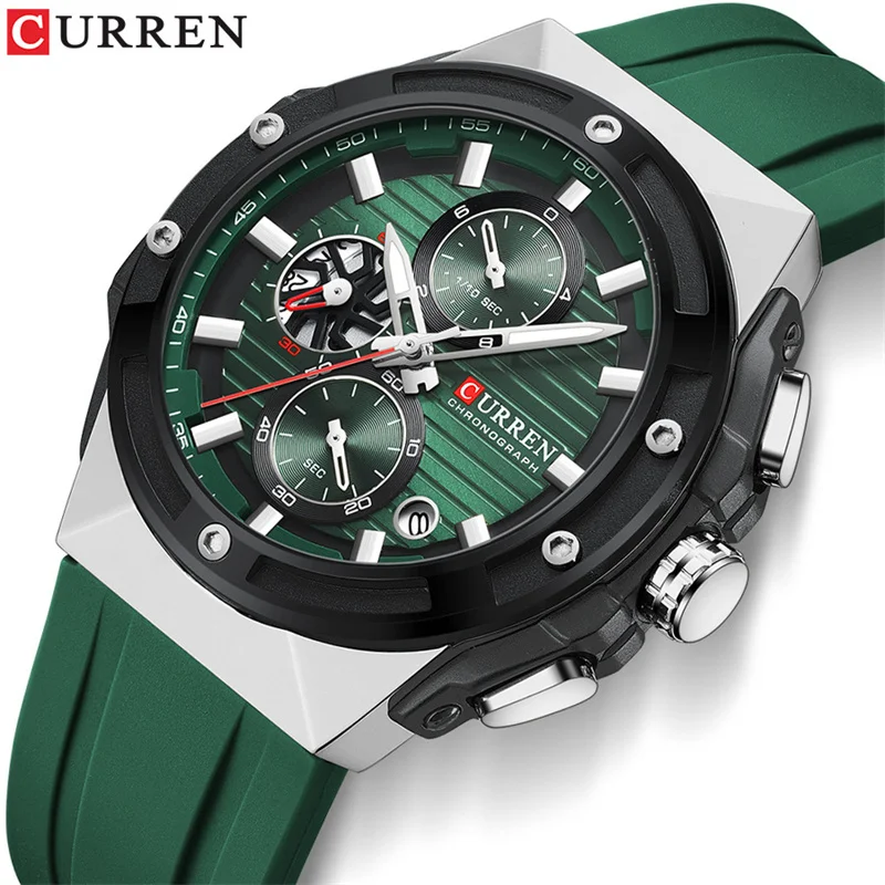 CURREN-Reloj de pulsera de cuarzo para hombre, cronógrafo de silicona con fecha luminosa, a la moda, para deportes al aire libre, novedad de 8462, gran oferta