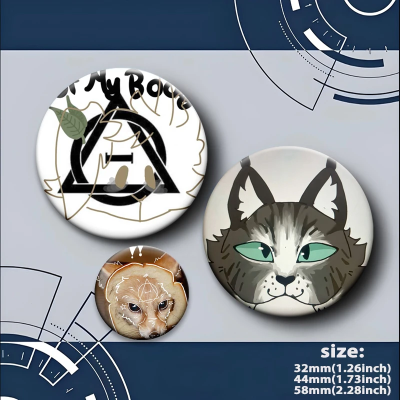 I Like Therian Heart Kawaii Brooches Theta Delta Therian Sign Fox Cat Cartoon Button Pins Round Display Badge Accessories Gifts view 5