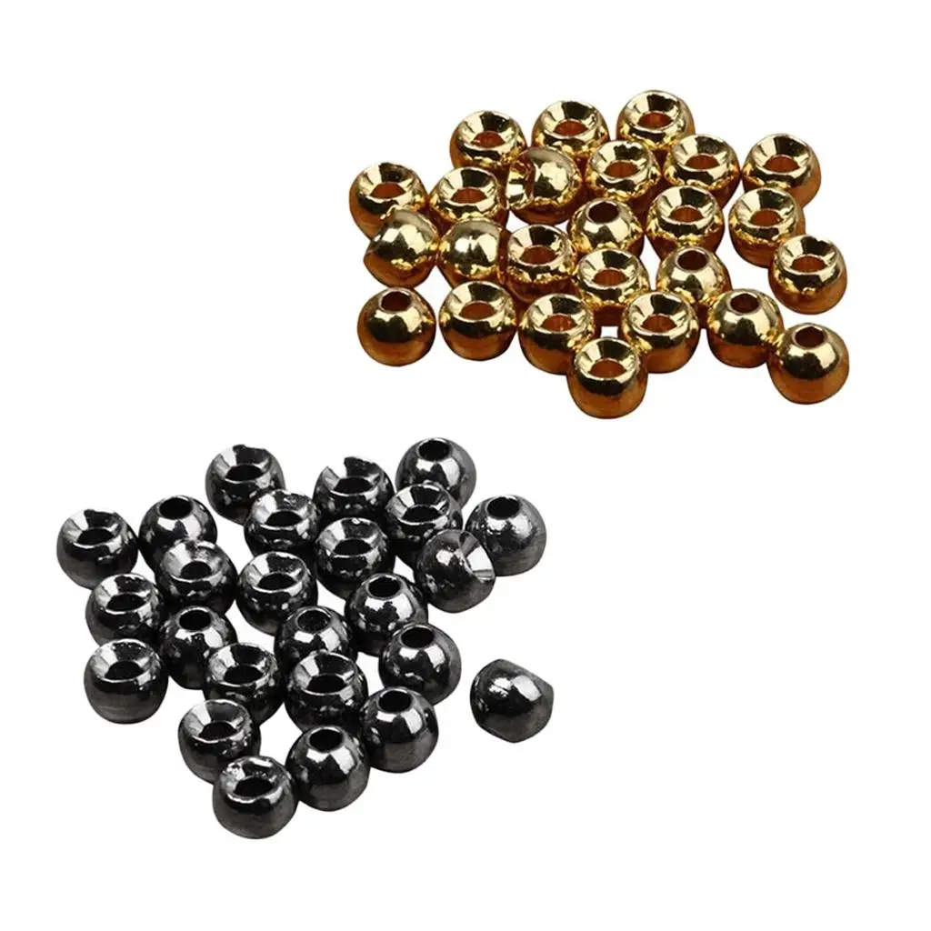 50 Pieces 4mm Slotted Tungsten Beads Fly Tying Metal Accessories Kit for Fishing Lure Making