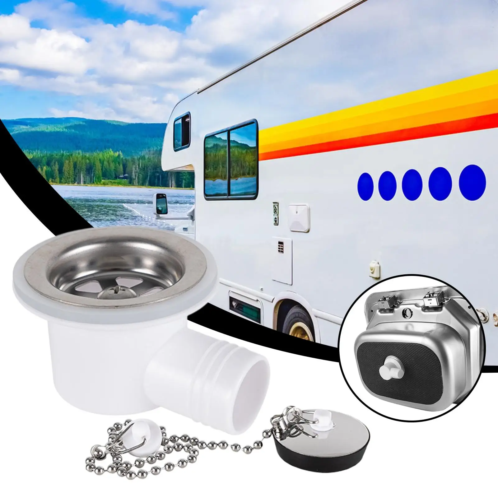 استنزاف مصفاة الفولاذ المقاوم للصدأ استبدال بالوعة قابس التصريف للمنزل المتنقل RV قارب المطبخ الحمام في الهواء الطلق التخييم رحلة الطريق