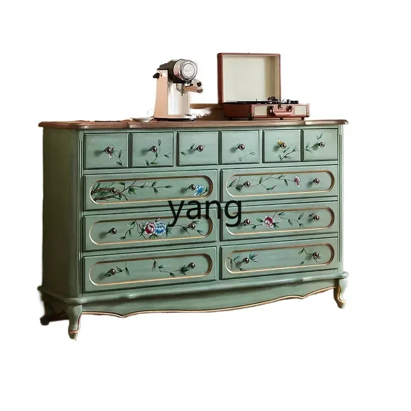 LH painted nine-bucket living room entrance cabinet, foyer storage against the wall, retro solid wood dining side cabinet