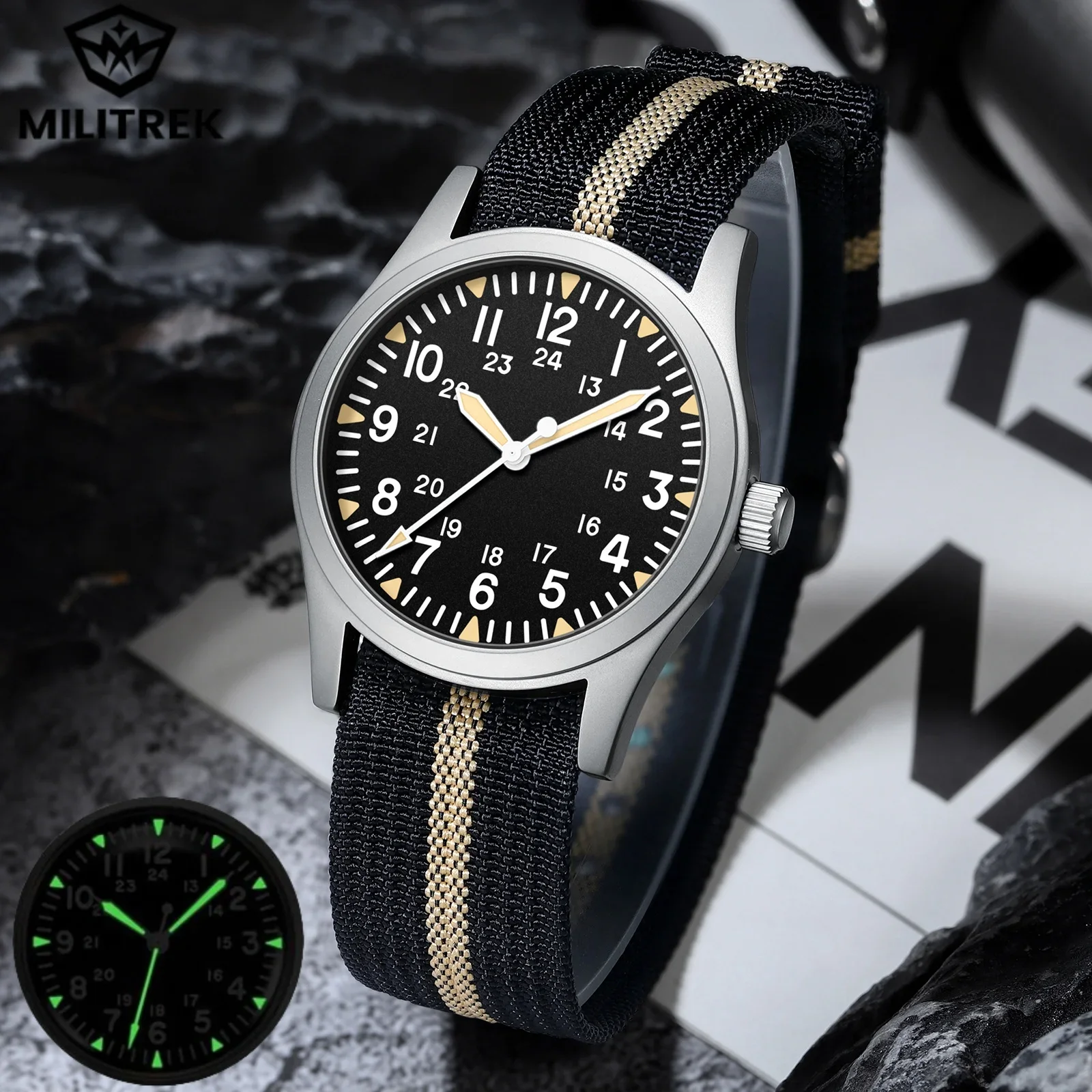 MILITREK 2025 جديد ساعة كوارتز رجالية VH31 ريترو عسكرية 37 مللي متر مقاوم للماء الياقوت الزجاج مضيئة الفولاذ المقاوم للصدأ Reloj Hombre