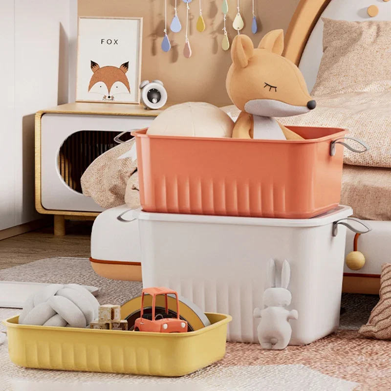 Plastic Storage Box with Lid Household Clothes Toys Storage Basket Closet Cabinets Wardrobe Organizer Desktop Sundries Container