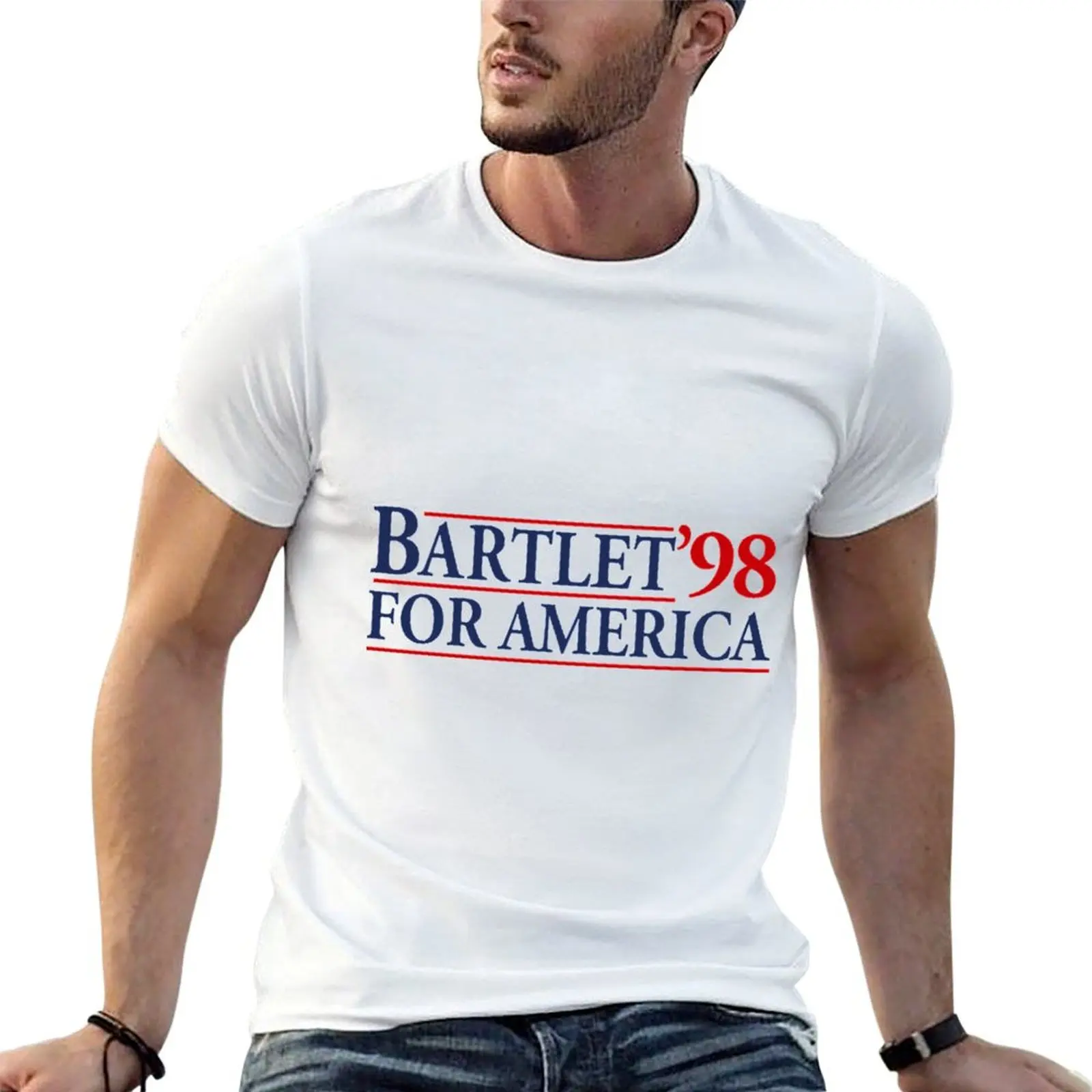 Camiseta West Wing Bartlet For America 1998, camisetas divertidas, camiseta de algodón, camiseta de diseñador para hombre, camiseta de algodón de alta calidad