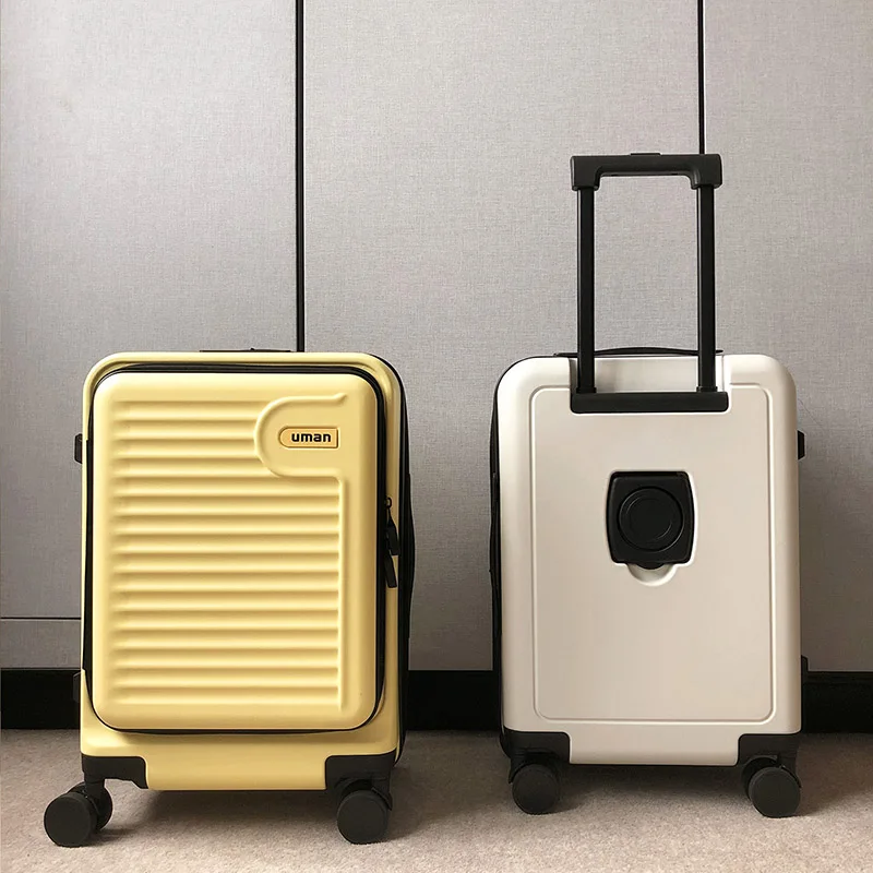 여성용 측면 개폐식 뚜껑 여행가방, 20인치 확장형 깊은 수납공간 여행용 기내용 캐리어, 신입생용 손잡이 여행가방