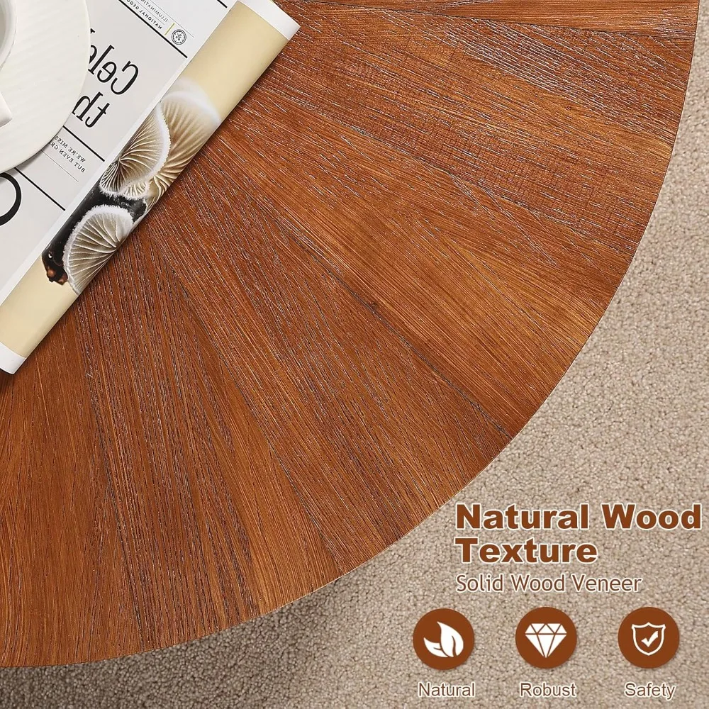 مجموعة من 3 طاولات قهوة مستديرة على طراز المزرعة مع طاولات متداخلة جانبية للأريكة البوهيمية ولمسة نهائية من الخشب الطبيعي لغرفة المعيشة و