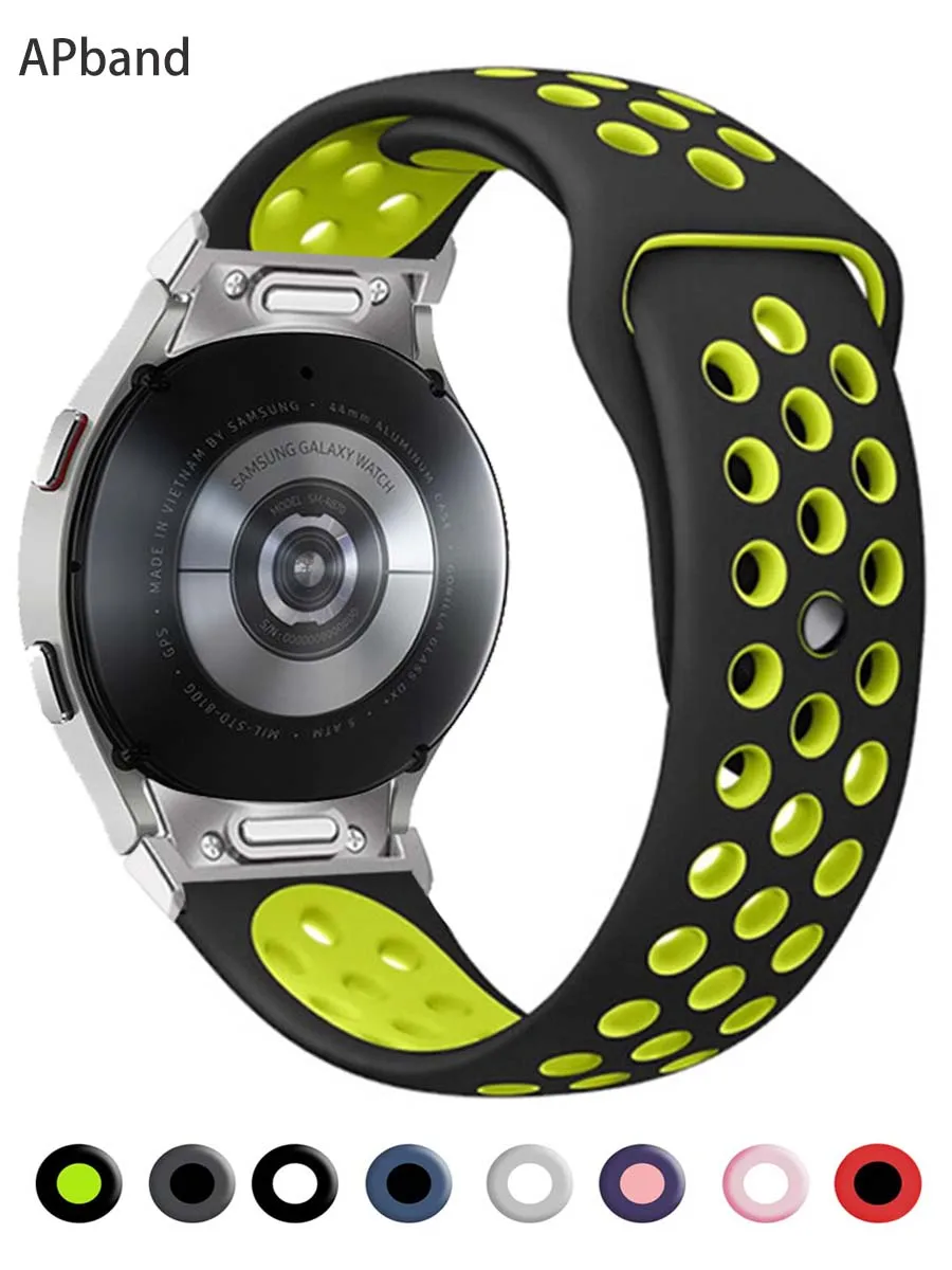 Ремешок 20 мм для Samsung Galaxy watch 6/4/5 40 мм 44 мм/5 pro 45 мм, силиконовый браслет для galaxy watch 6 4 classic 47 мм 43 мм 42 мм 43 дюйма