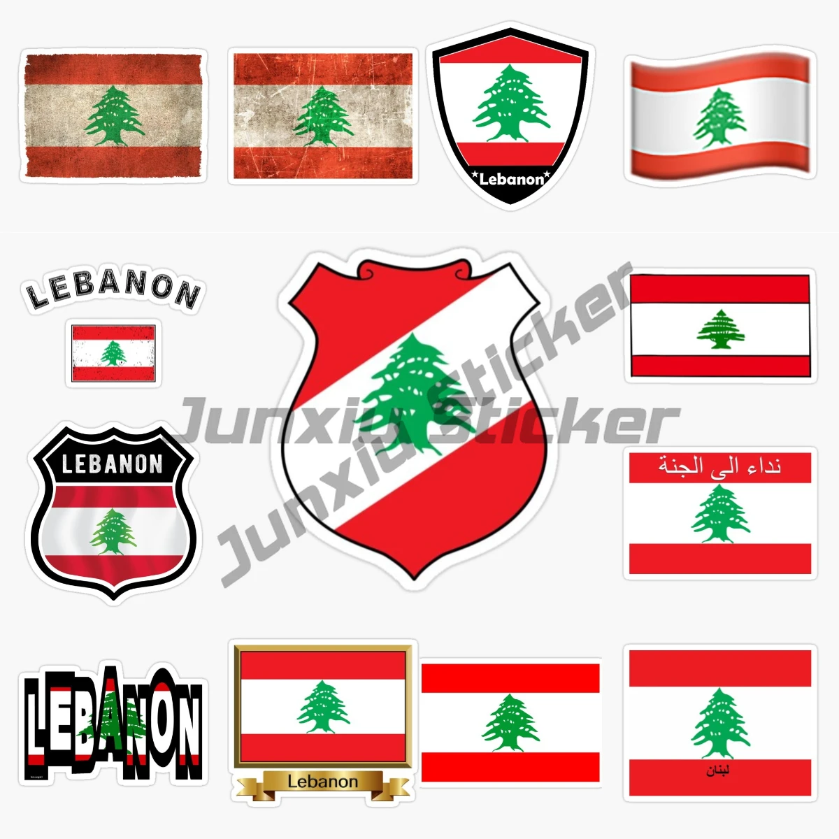 

Lebanon National Emblem and Flag Decal Badge Decor for Laptop Trunk Exterior/Protection Boutique Stickers Vinyl Self-adhesive