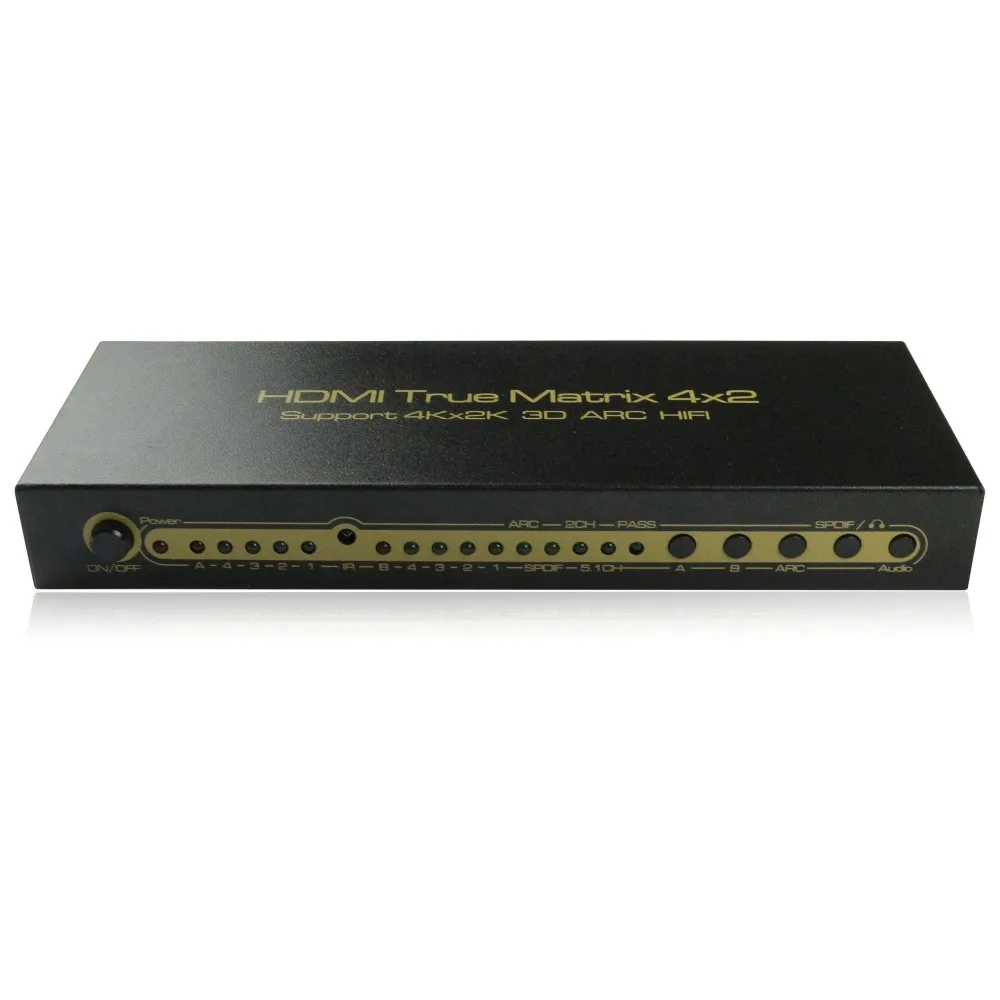 3840x2160P Video Switcher IR Control ARC 3D 1080P HIFI SPDIF Toslink 5.1 4K HDMI-compatible Matrix 4x2 Switch Splitter 4 IN 2