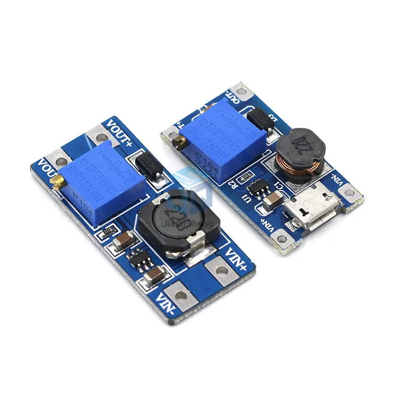 MT3608 DC-DC Adjustable Boost Module 2A Boost Plate Step Up Module with MICRO USB 2V-24V to 5V 9V 12V 28V