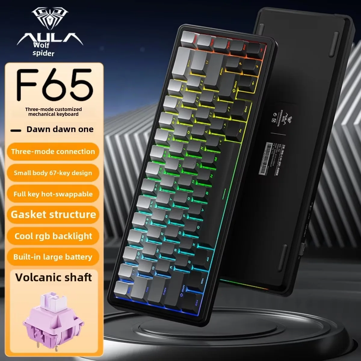 AULA Mechanical Keyboard F65/F75/F87pro/F99Pro/F108pro RGB Hot-Swap Gasket Tri Mode Bluetooth Wireless Customized Games Keyboard - Image 4