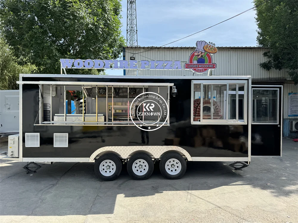 Caminhões móveis do alimento do aço inoxidável, Sorvete De Café Com Equipamentos Totalmente De Cozinha, Reboque De Fast Food, Venda