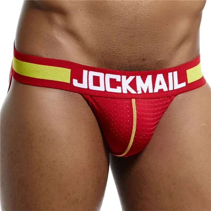 JOCKMAIL Jocks Men Mesh Low Sexy Men Underwear Briefs Gay Penis Pouch Wonderjock Bikini Gay Underwear Man Jockstrap thong tanga