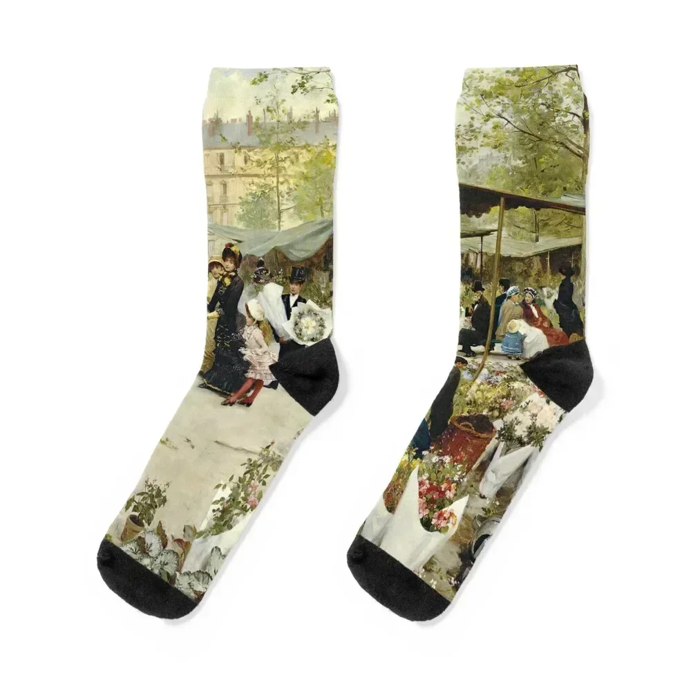 

The Lower Market, Paris by Victor Gabriel Gilbert 1881 Socks new year japanese fashion compression Men's Socks Women's