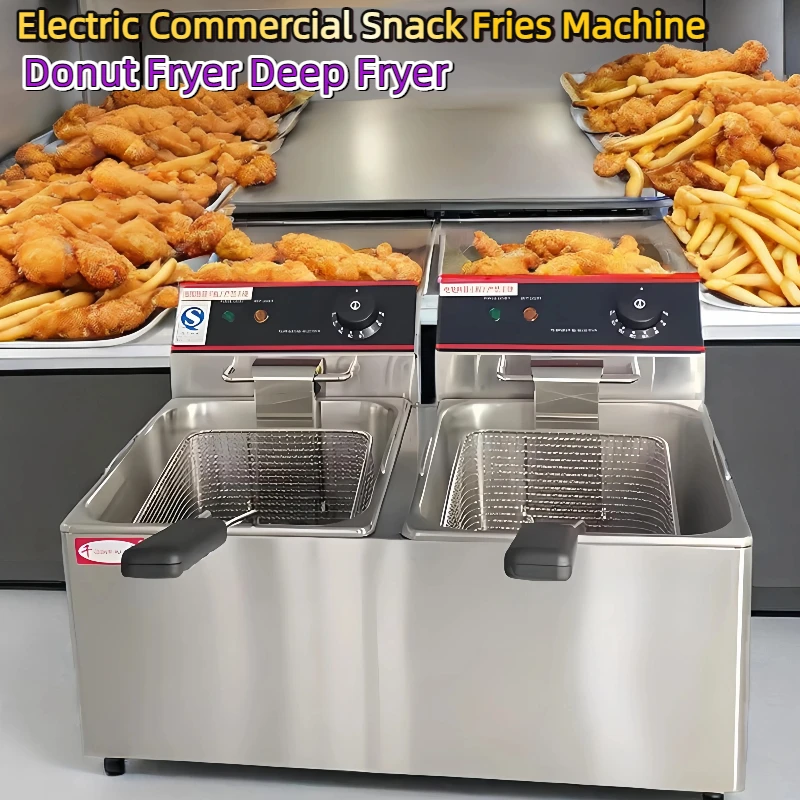 

Electric Deep Fryer Commercial 4L 6L 8L Double Cylinder Deep Fryer Machine for Chips Corn Dogs KFC Chicken for Restaurant Use