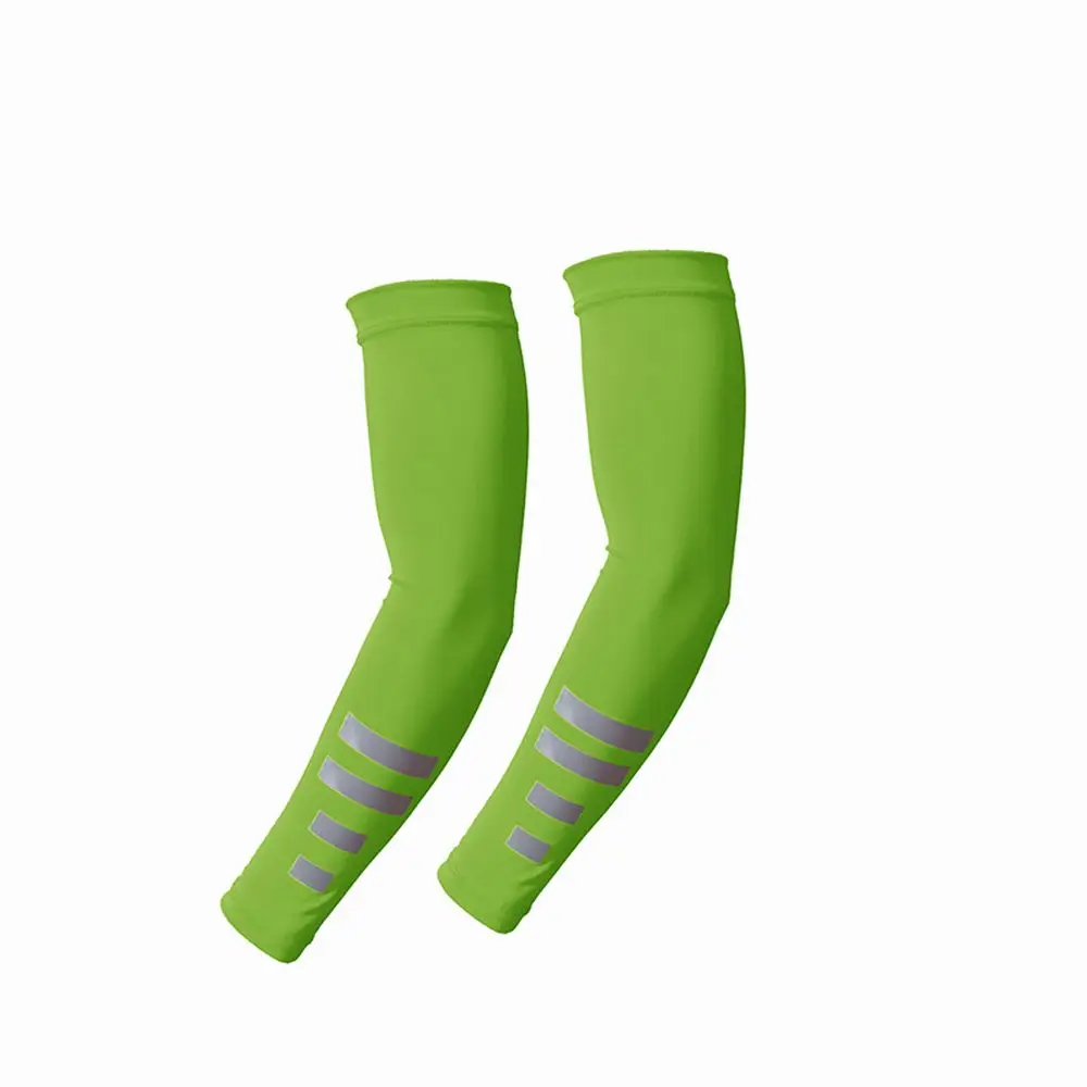

Fluorescent Reflective Arm Warmers Quick-drying Black Ice Silk Sleeves Spandex/Elastane Armguards Cuff UV Protection Arm Covers